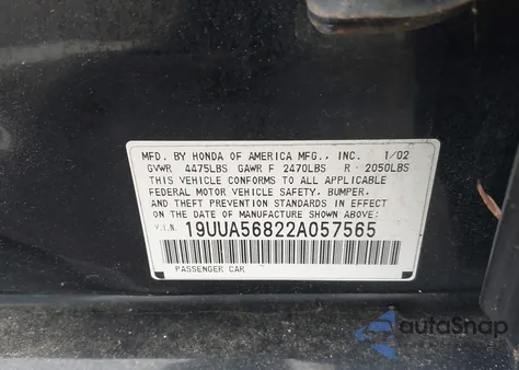 2002 Acura Tl 3.2 Type S from USA, damaged, VIN 19UUA56822A057565